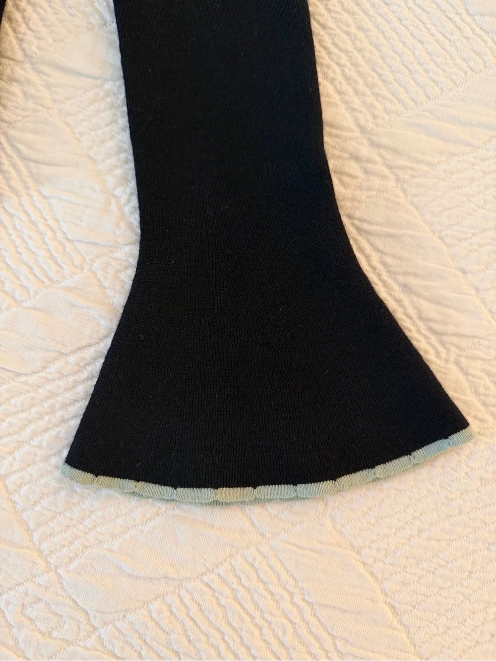 Tory Burch Kimberly Black Merino Wool Sweater with Bell Sleeves